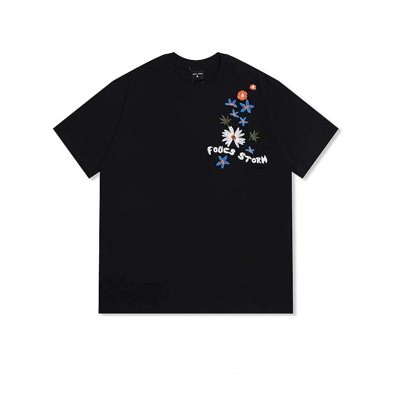 Floral Letter Embroidered Short-Sleeve T-Shirt - Image 3