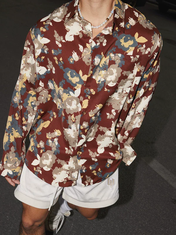 Floral Print Relaxed Fit Long Sleeve Shirt - Image 4