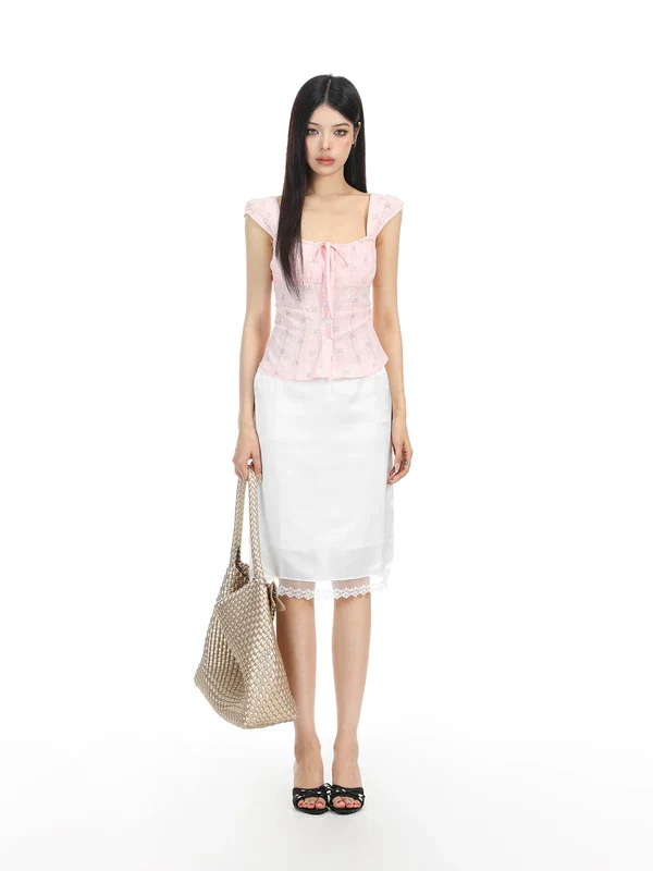 Floral Square Neck Tie Front Camisole - Image 9