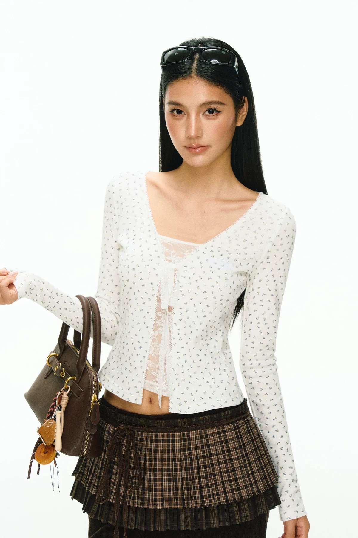 Floral V-Neck Long Sleeve Button Top