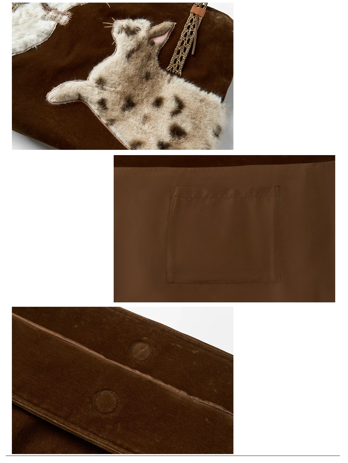 Fluffy Cat Embroidered Faux Fur Tote Bag - Image 9
