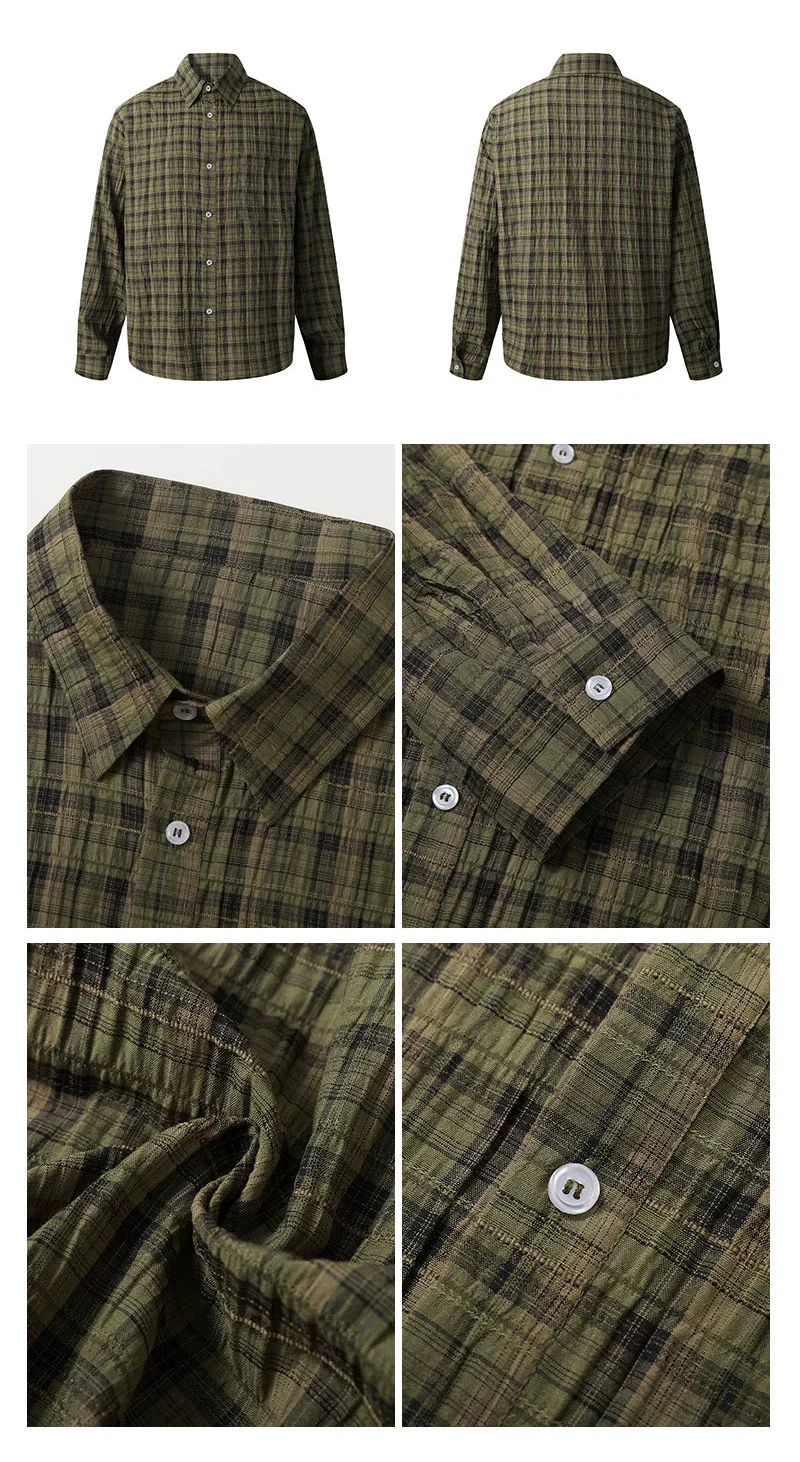 Gauze Plaid Long-Sleeve Casual Shirt - Image 7