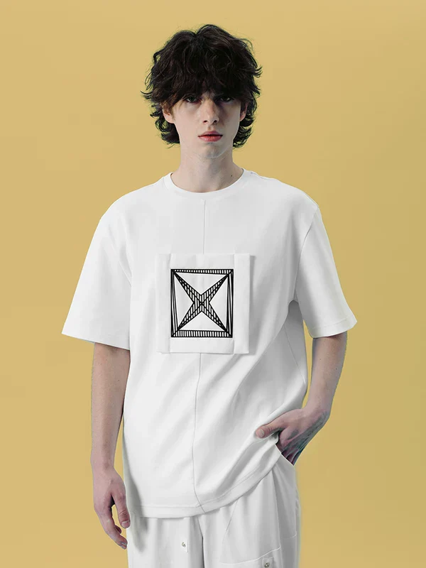 Geometric Patchwork Short Sleeve Shirt - Image 2