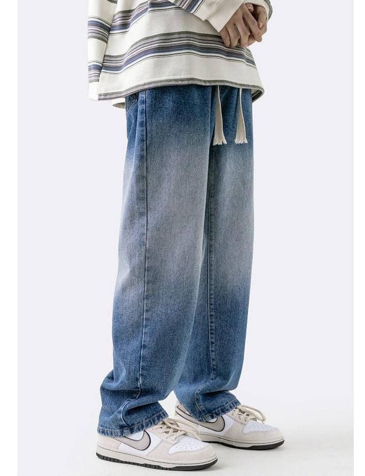 Gradient Elastic Waist Drawstring Jeans - Image 6
