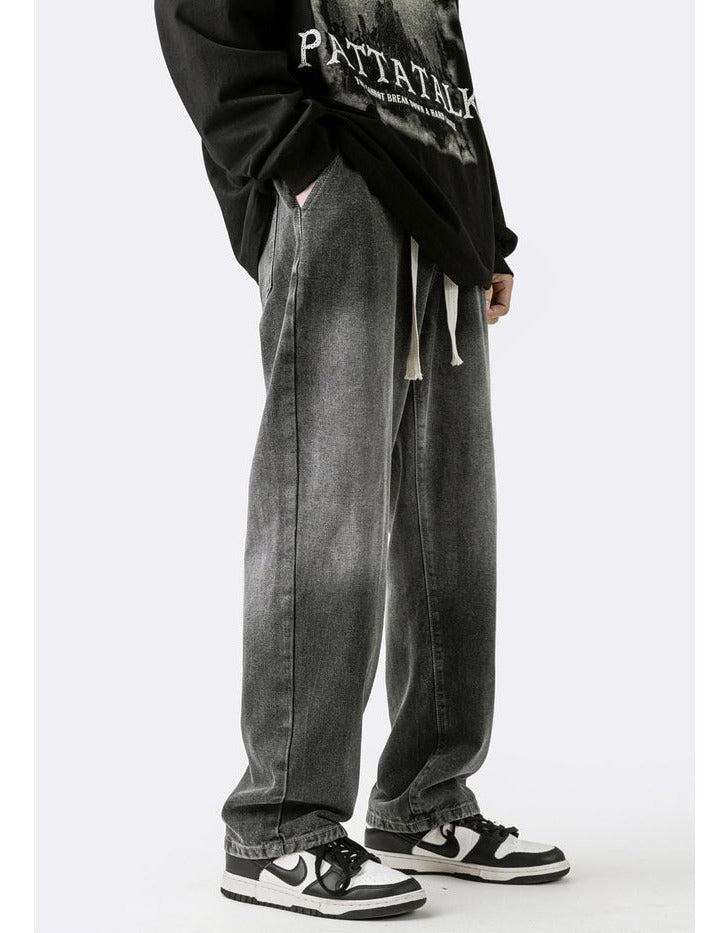 Gradient Elastic Waist Drawstring Jeans - Image 8