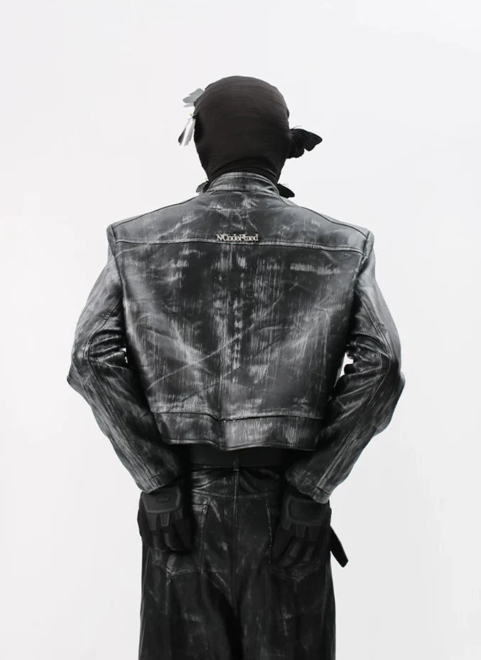 Gradient Faux Leather Punk Jacket - Image 4