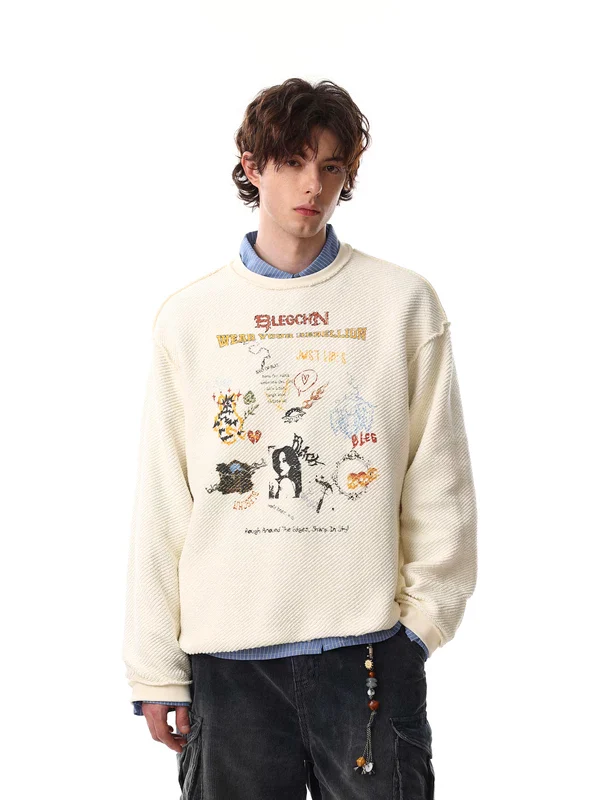 Graffiti Graphic Crew Neck Sweatshirt
