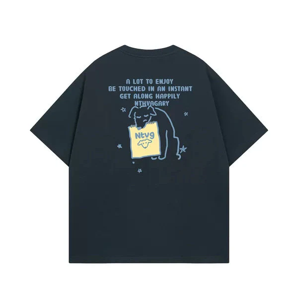 Graphic Cat Print Loose Fit T-Shirt - Image 2