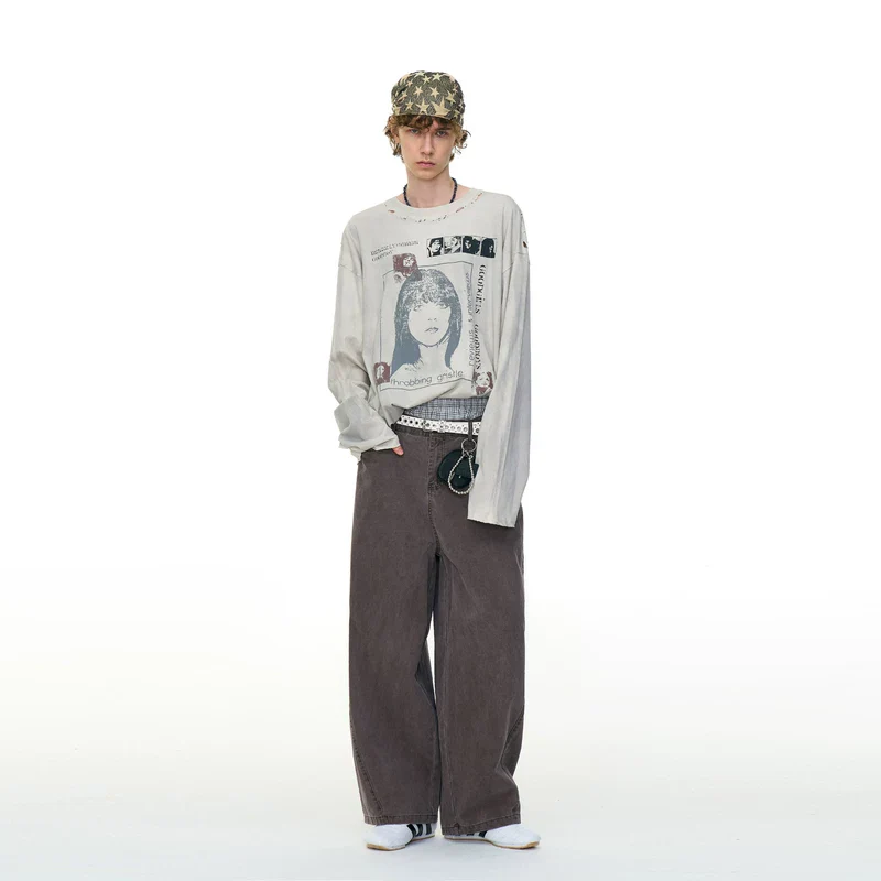 Graphic Distressed Long-Sleeve T-Shirt - Image 7