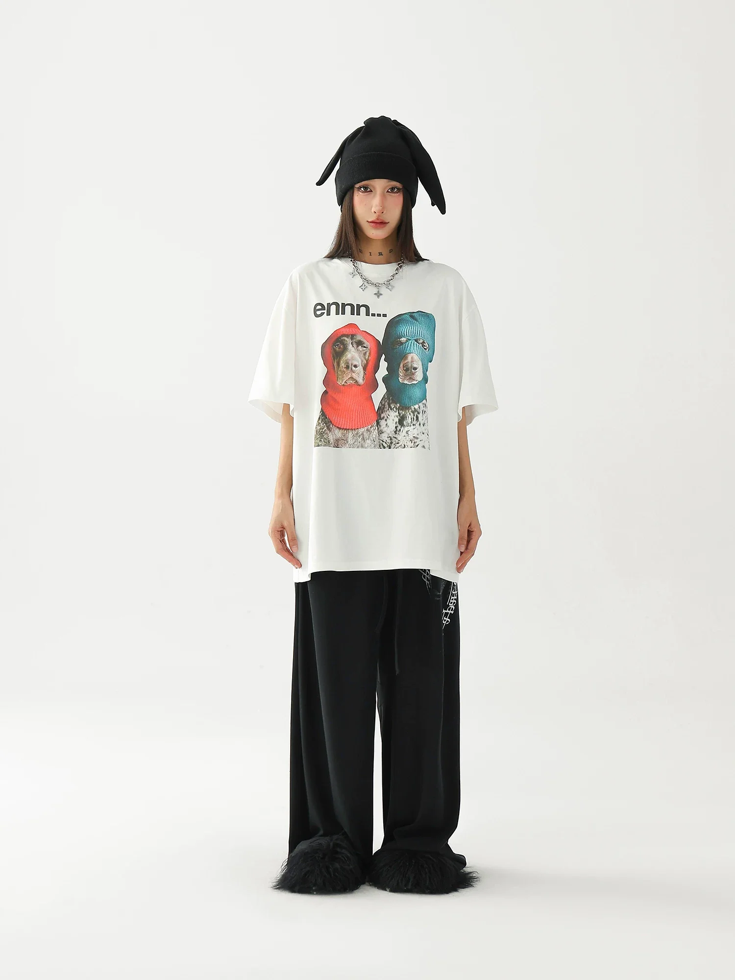 Graphic Dog Print Oversized T-Shirt - Image 3