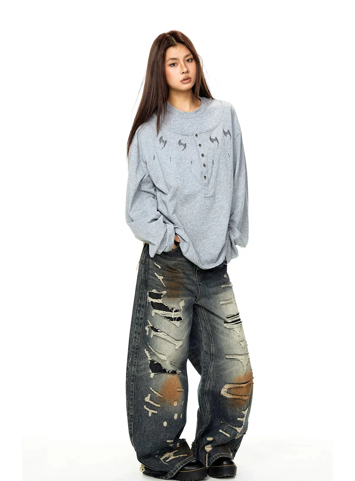 Graphic Henley Long Sleeve Casual T-Shirt - Image 8
