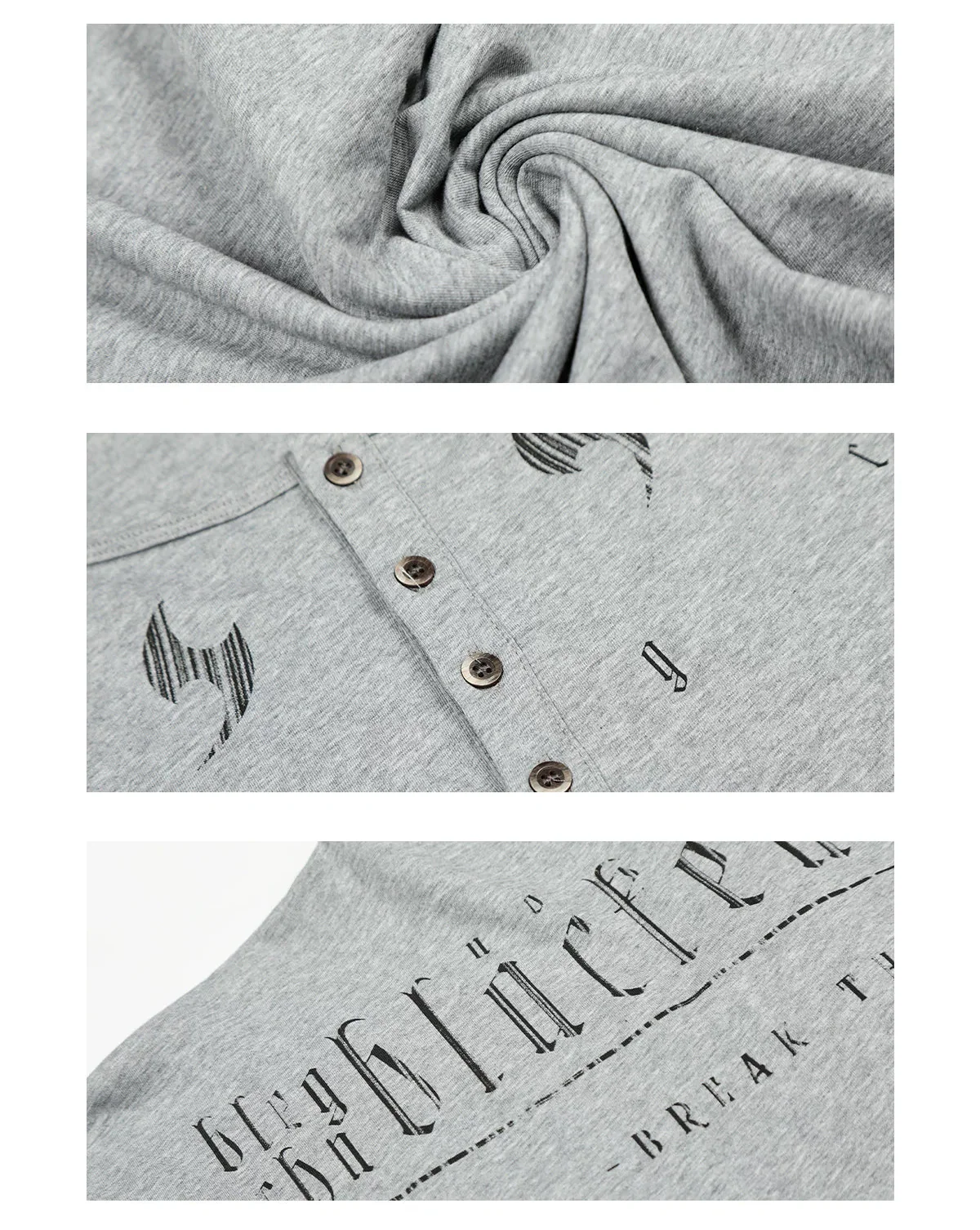 Graphic Henley Long Sleeve Casual T-Shirt - Image 9