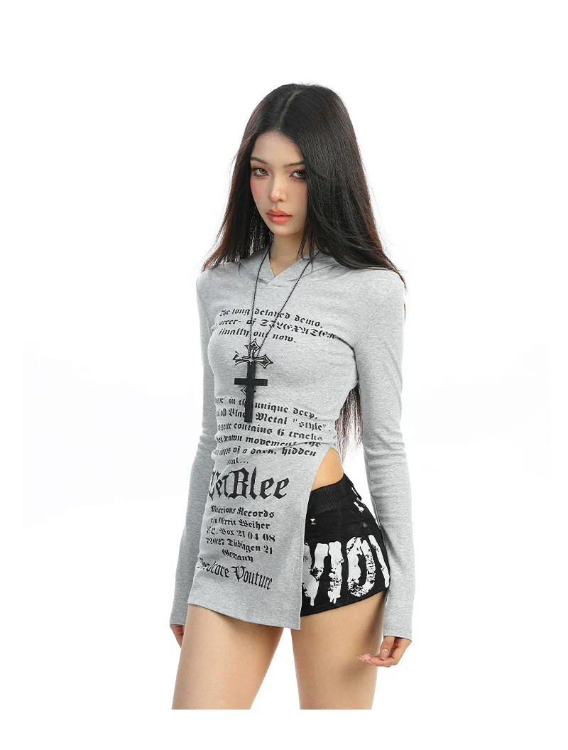 Graphic Hooded Long-Sleeve Top