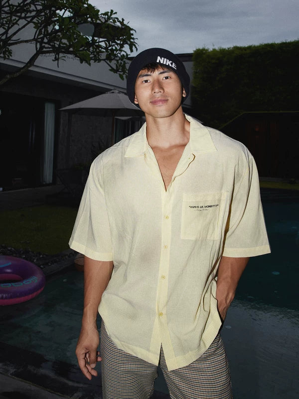 Graphic Number Print Short-Sleeve Collared Shirt - Image 3