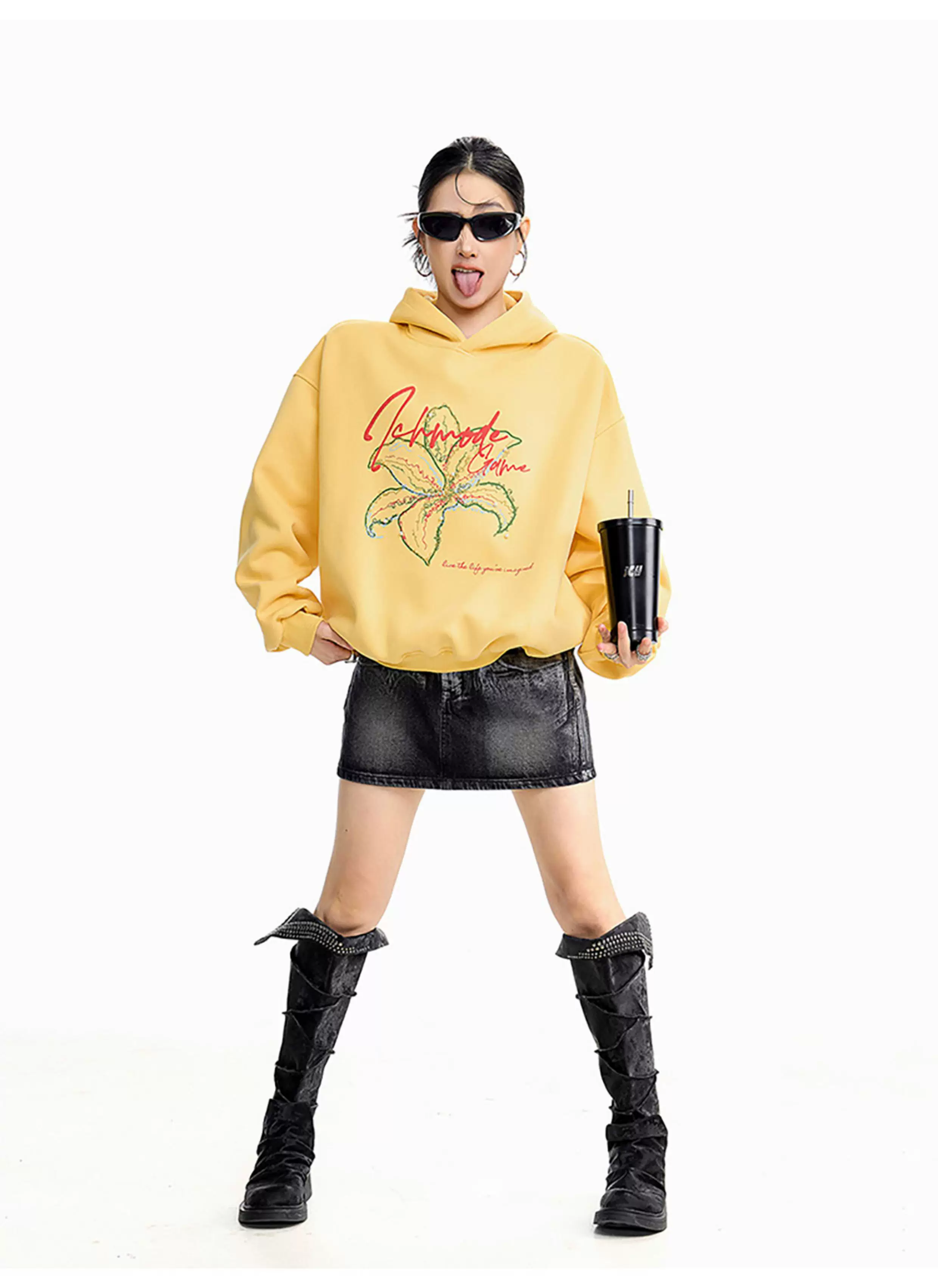Graphic Print Oversized Hooded Sweatshirt - Image 11