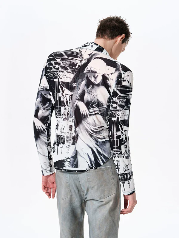 Graphic Print Slim Fit Long-Sleeve Shirt - Image 2