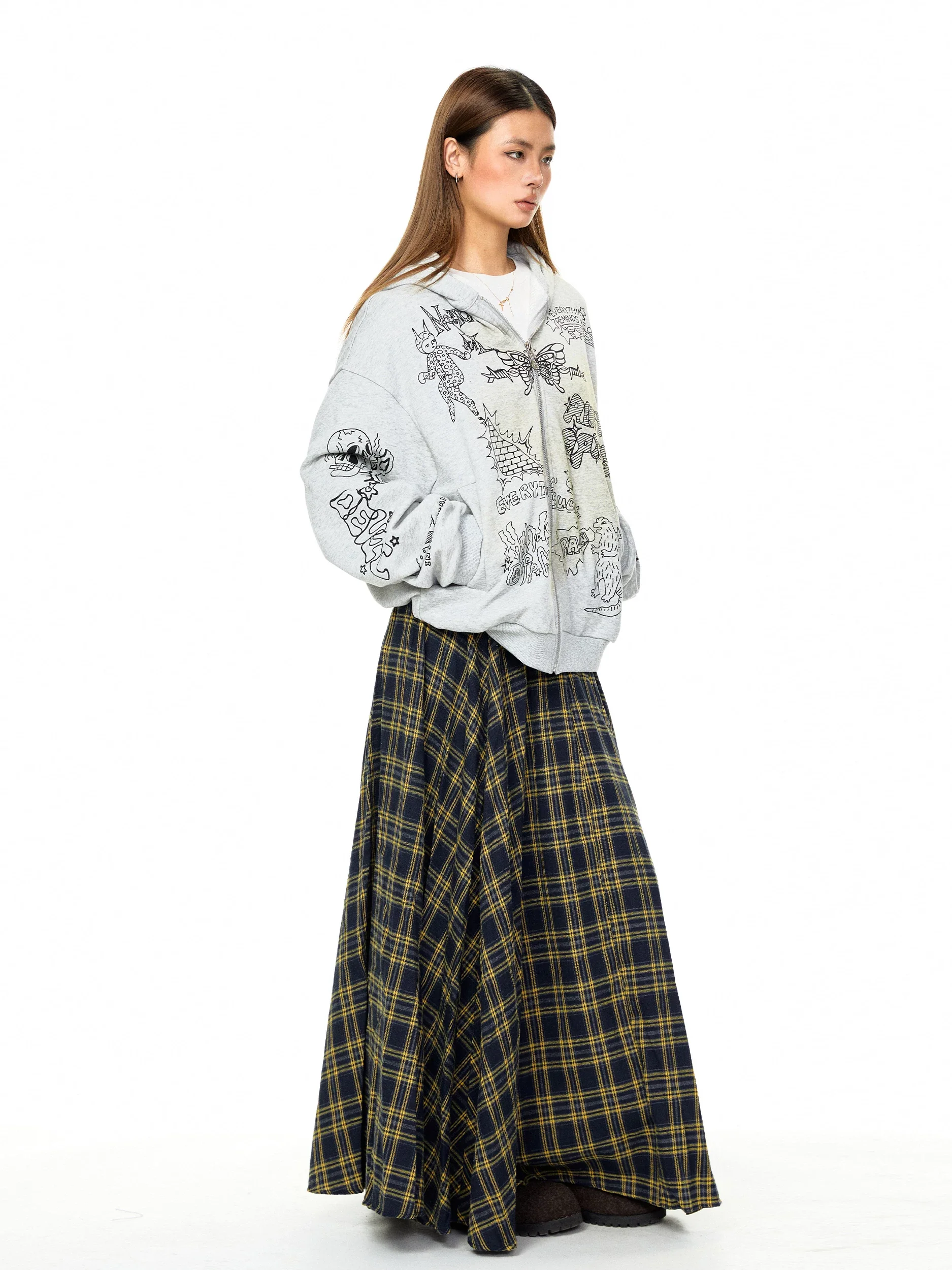 Graphic Print Zip Up Hooded Sweatshirt - Image 6