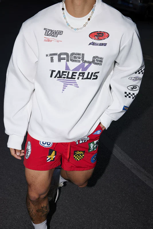 Graphic Racing Print Crewneck Pullover - Image 7