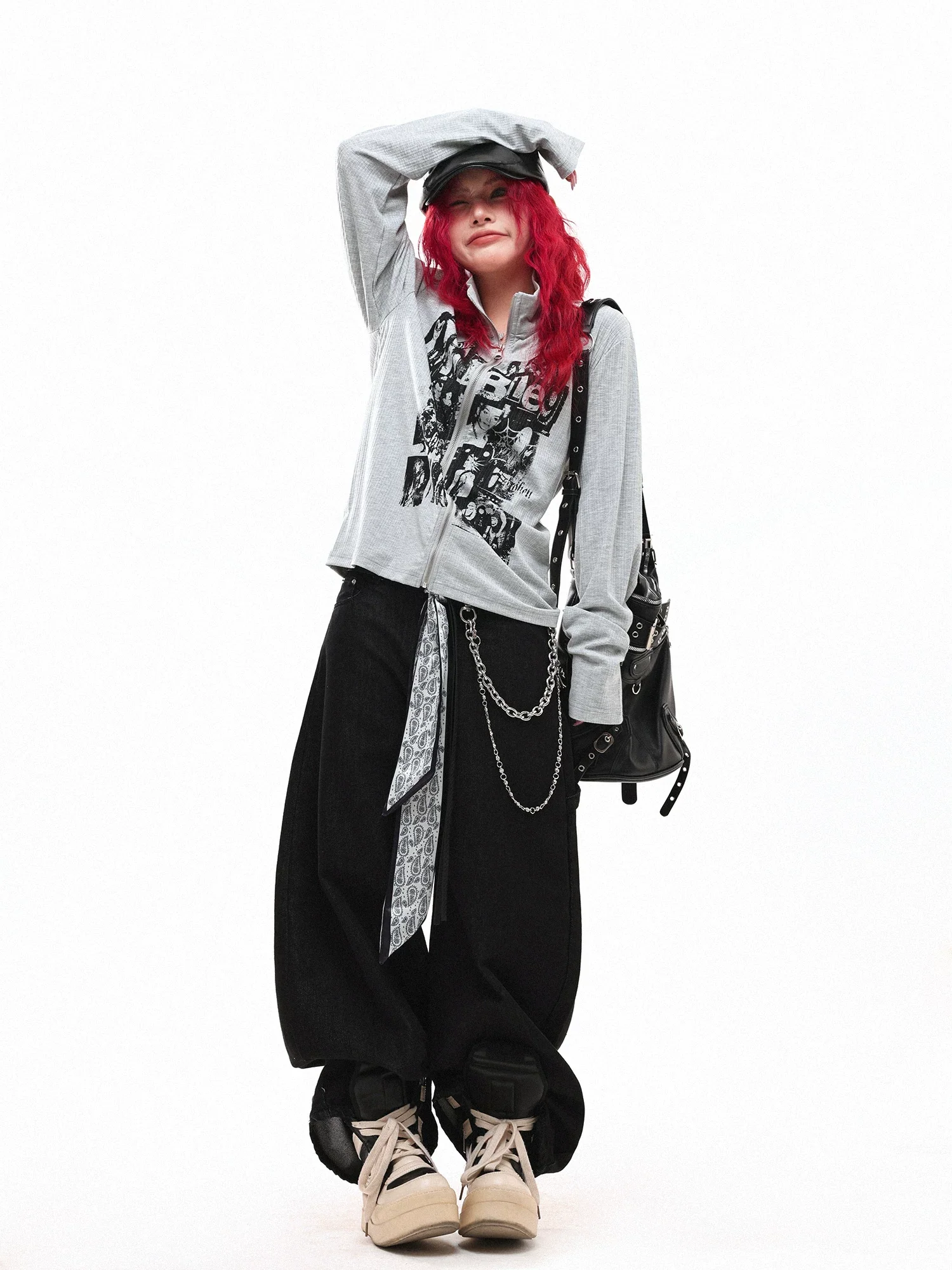 Graphic Zip Front Long Sleeve Pullover - Image 7