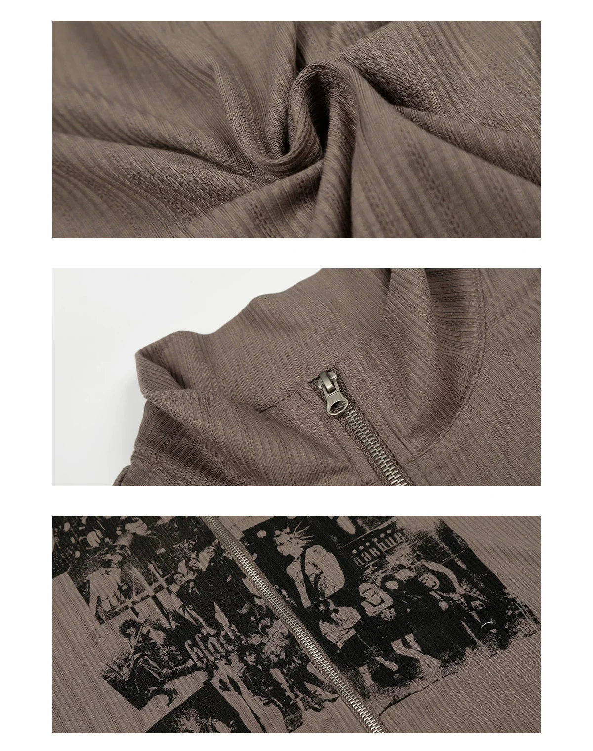 Graphic Zip-Up High Neck Hoodie - Image 10