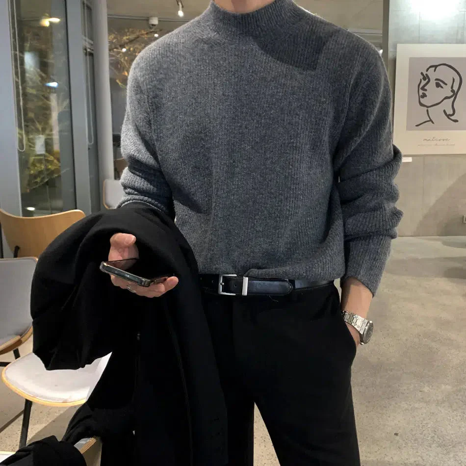 Half Turtleneck Pleated Sweater - Image 2