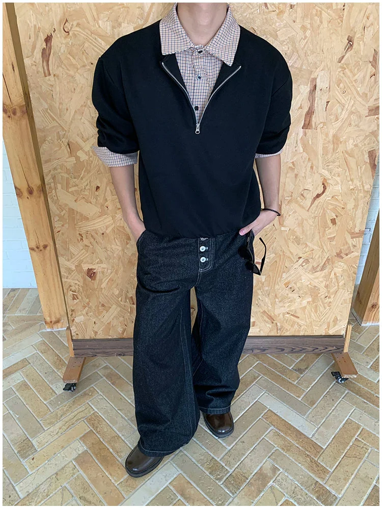 Half-Zip Polo Collar Layered Sweatshirt - Image 13