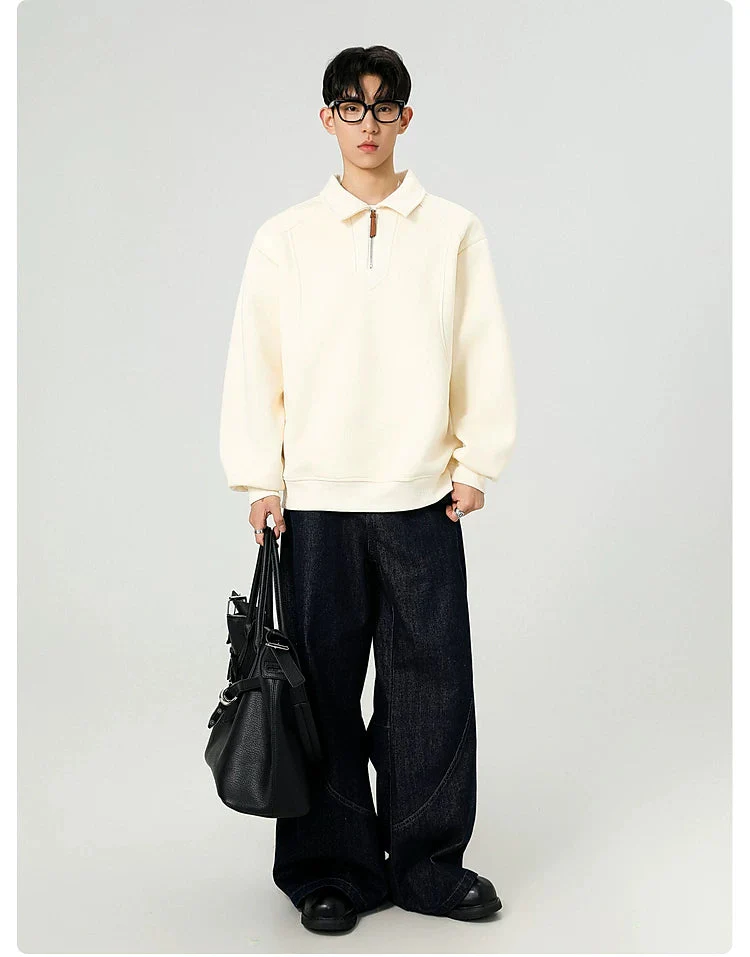 Half-Zip Polo Collar Sweatshirt - Image 11