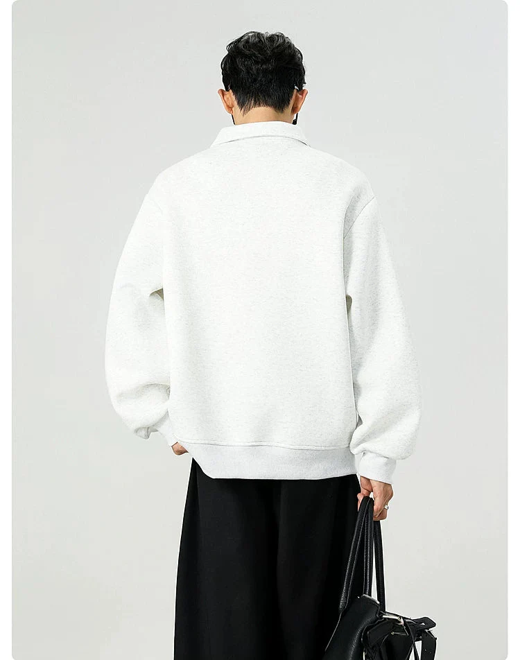 Half-Zip Polo Collar Sweatshirt - Image 4