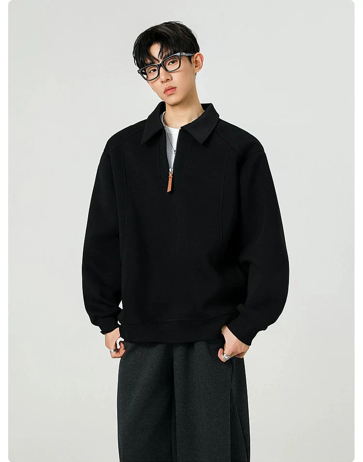 Half-Zip Polo Collar Sweatshirt - Image 6