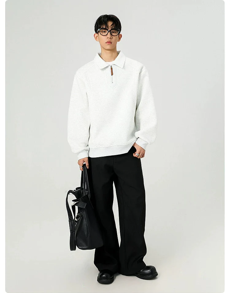 Half-Zip Polo Collar Sweatshirt - Image 9
