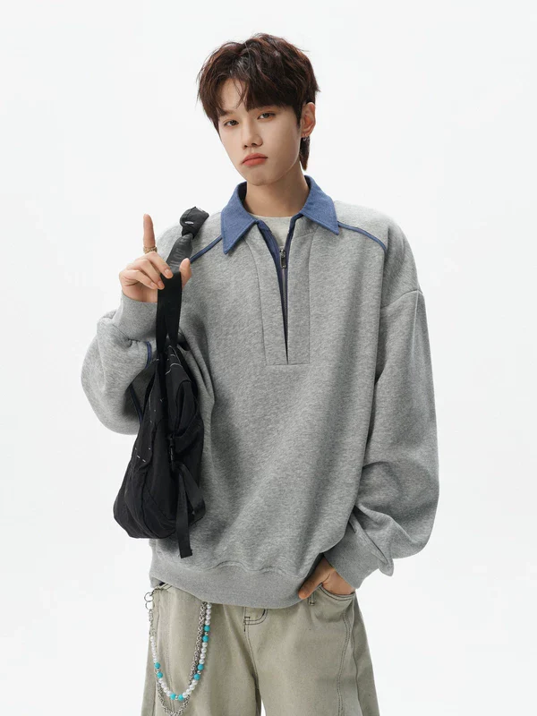 Half-Zip Polo Neck Sweatshirt - Image 3