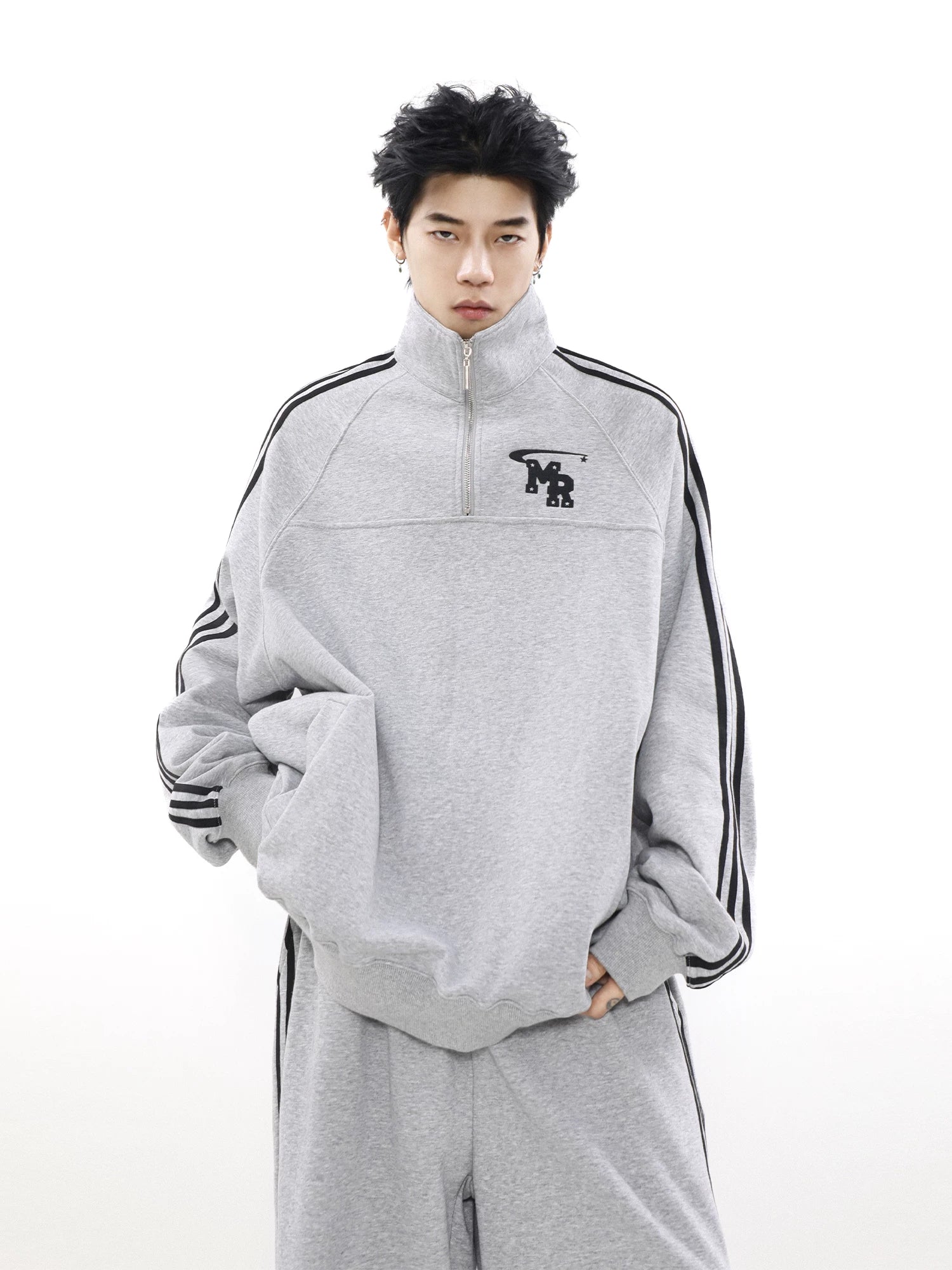 Half Zip Stand Collar Sweatshirt - Image 6