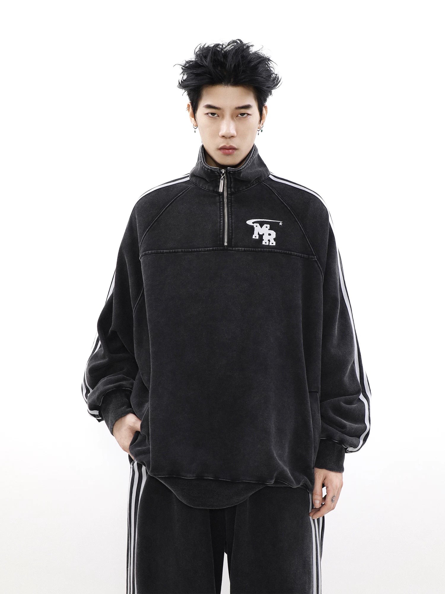 Half Zip Stand Collar Sweatshirt - Image 8