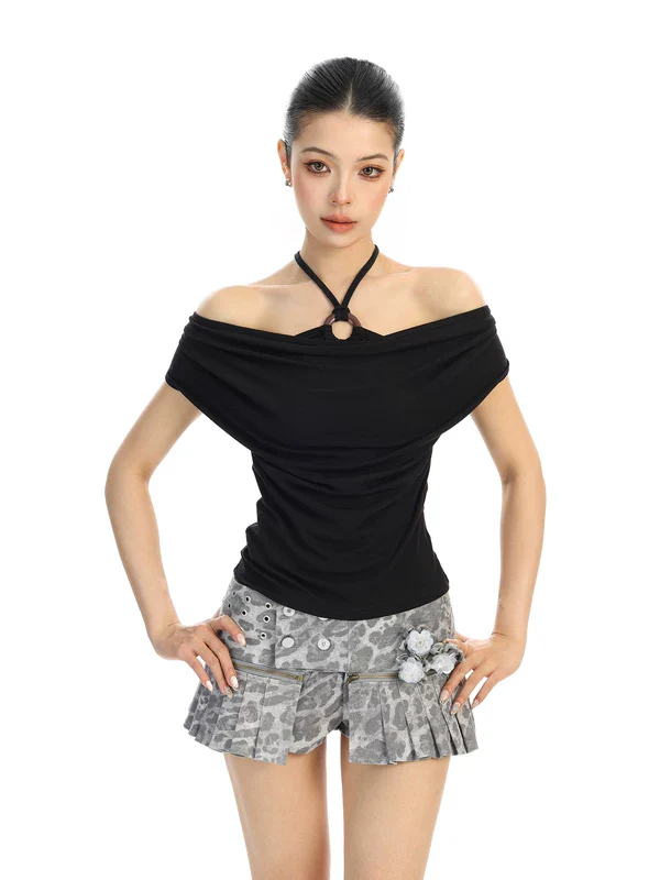 Halter Neck Off-Shoulder Slim Fit Top - Image 4