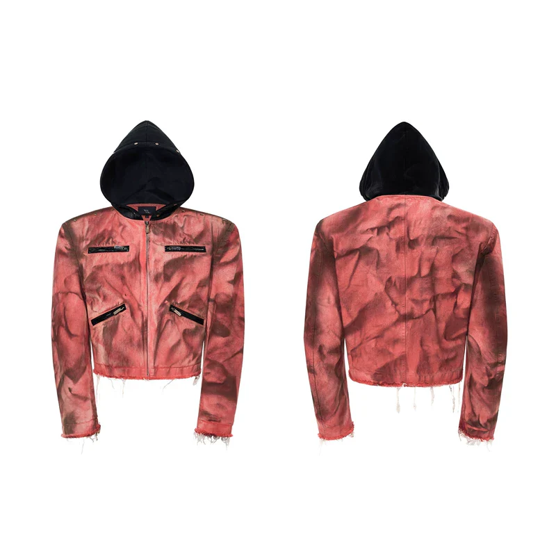 Hand-Painted Distressed Hooded Denim Jacket - Image 6