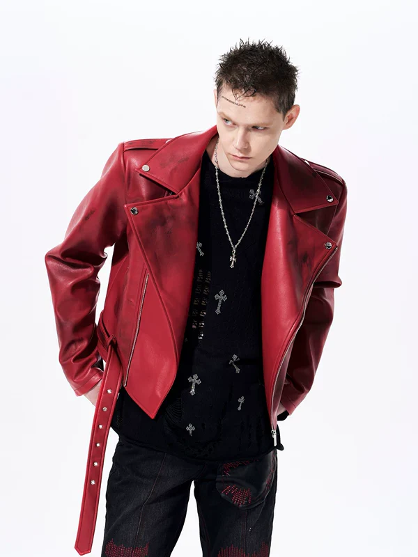 Hand-Painted Leather Motorcycle Jacket