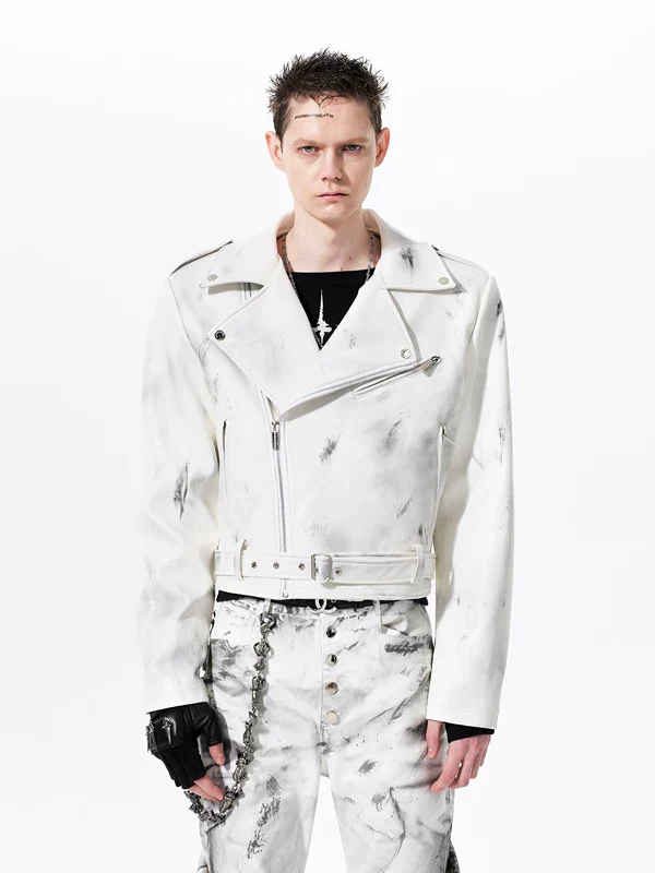 Hand-Painted Leather Motorcycle Jacket - Image 2