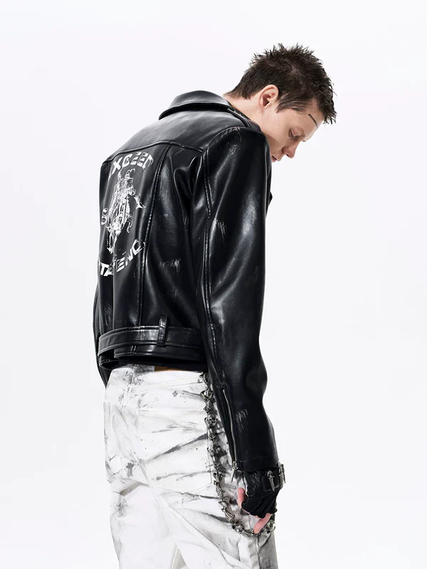 Hand-Painted Leather Motorcycle Jacket - Image 6