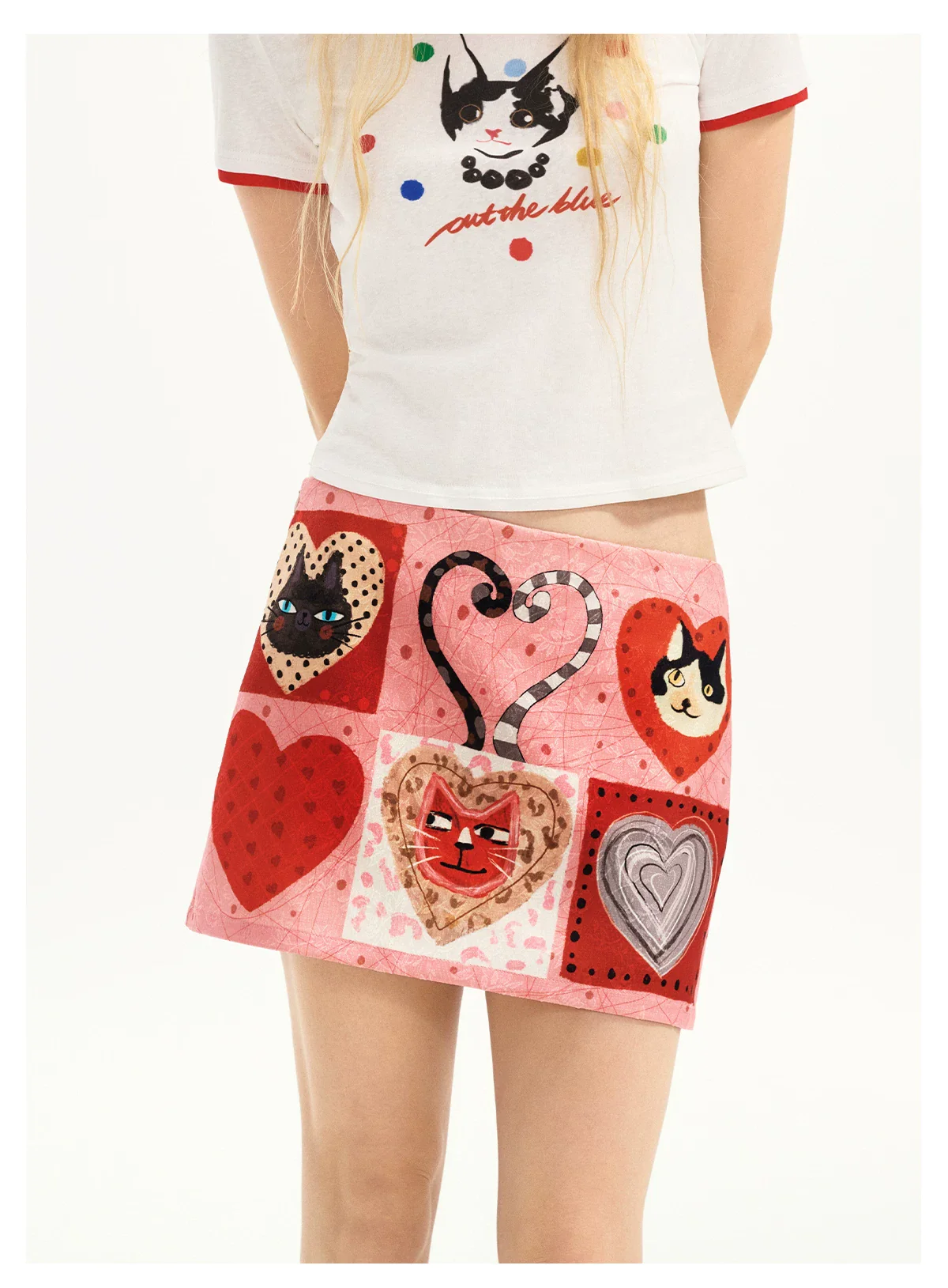 Heart Patchwork Print Mini Skirt - Image 2