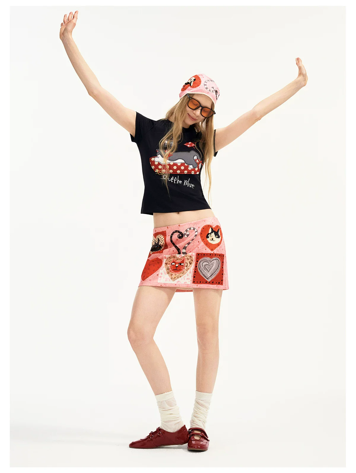 Heart Patchwork Print Mini Skirt - Image 5