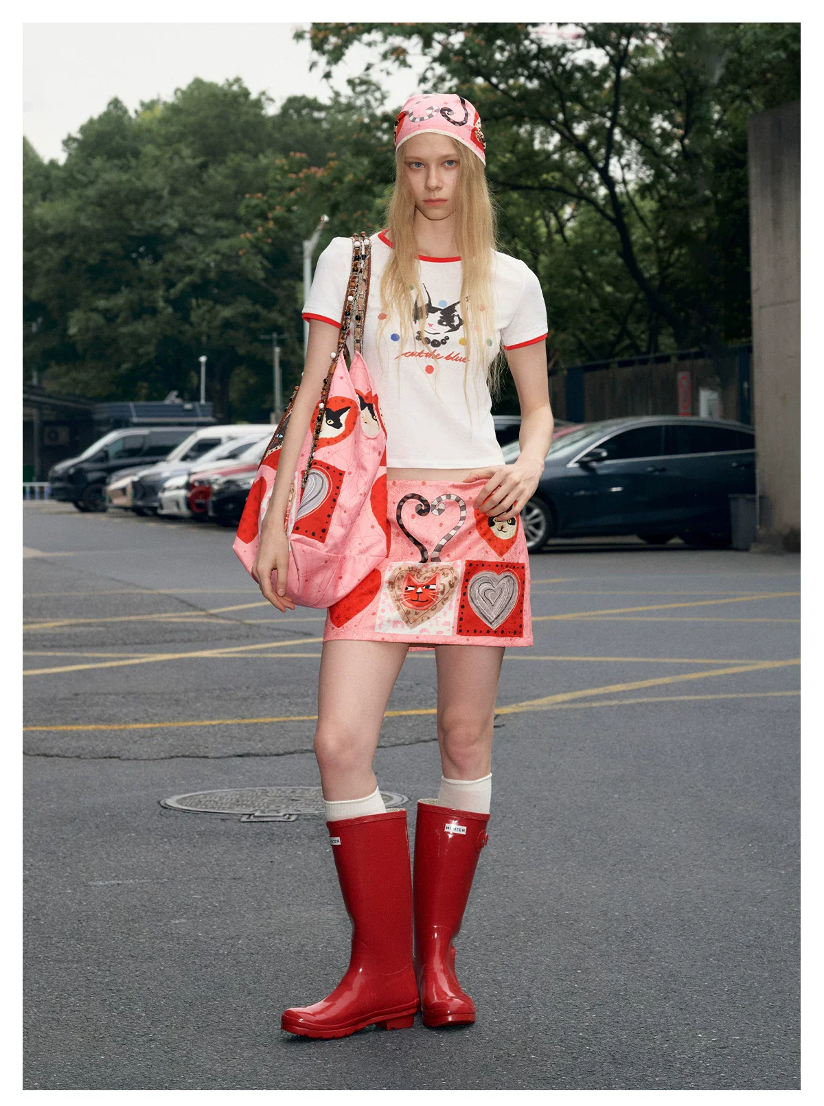 Heart Patchwork Print Mini Skirt - Image 7