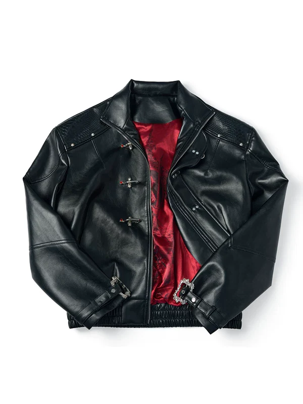 Faux Leather Buckle Moto Jacket - Image 2