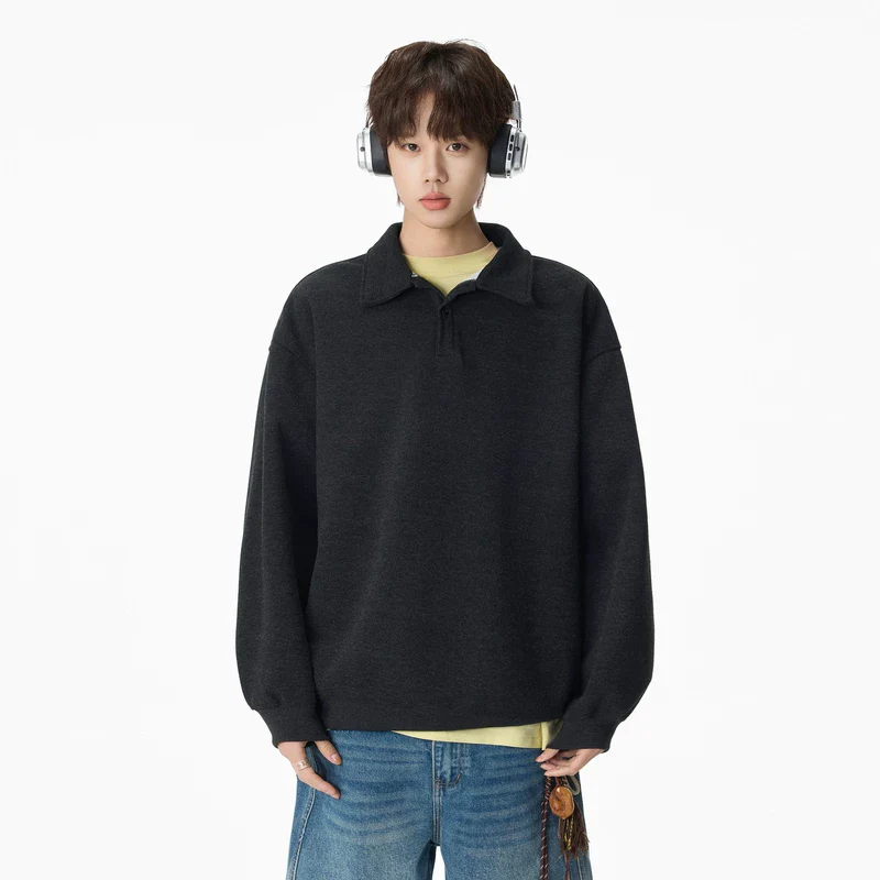 Heavyweight Long Sleeve Polo Pullover - Image 3