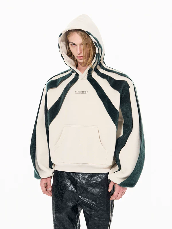 Patchwork Faux Fur Hooded Sweatshirt - Image 4