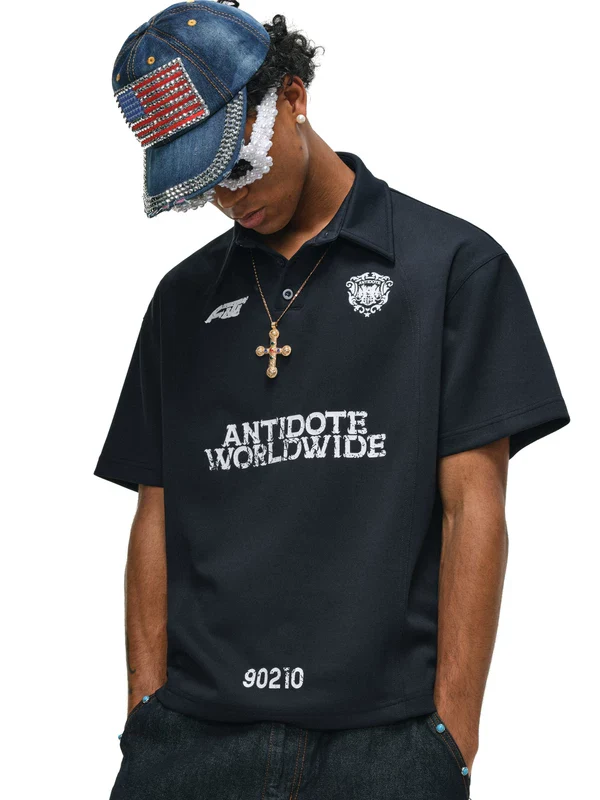 Retro Sports Jersey Polo Shirt - Image 2