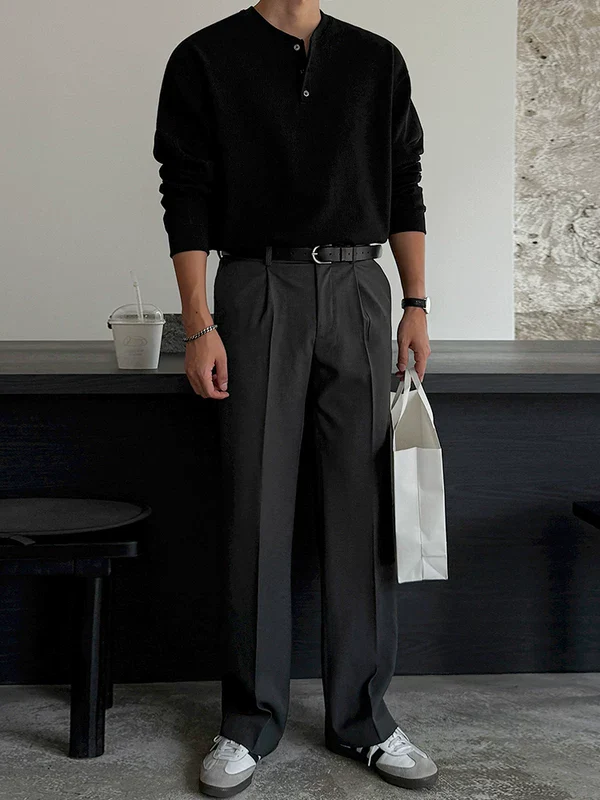 Henley Collar Long Sleeve Knit Pullover - Image 7
