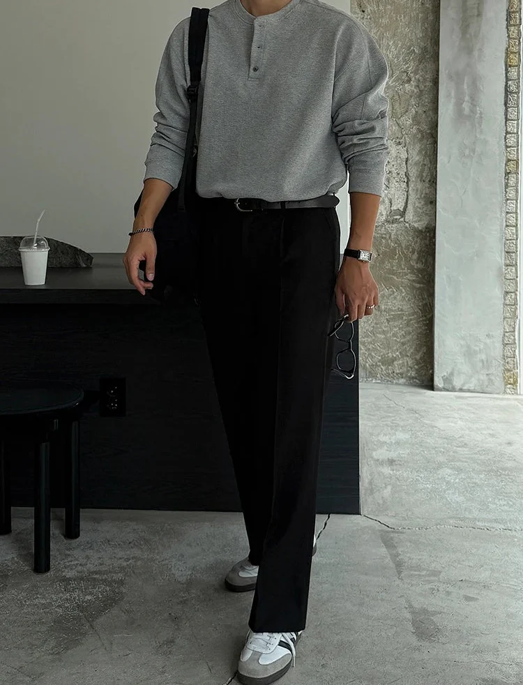 Henley Collar Long Sleeve Knit Pullover - Image 8