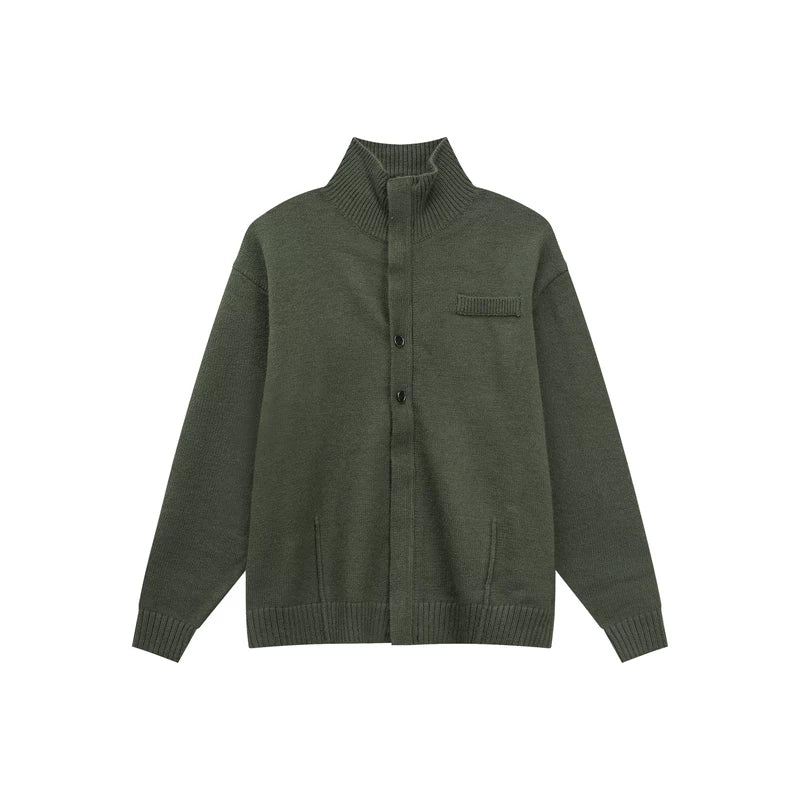 High-Neck Zip Knit Cardigan Sweater - Image 15