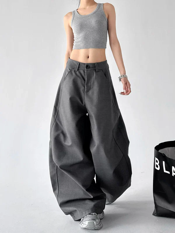 High Waist Curved Wide Leg Pants - Image 4