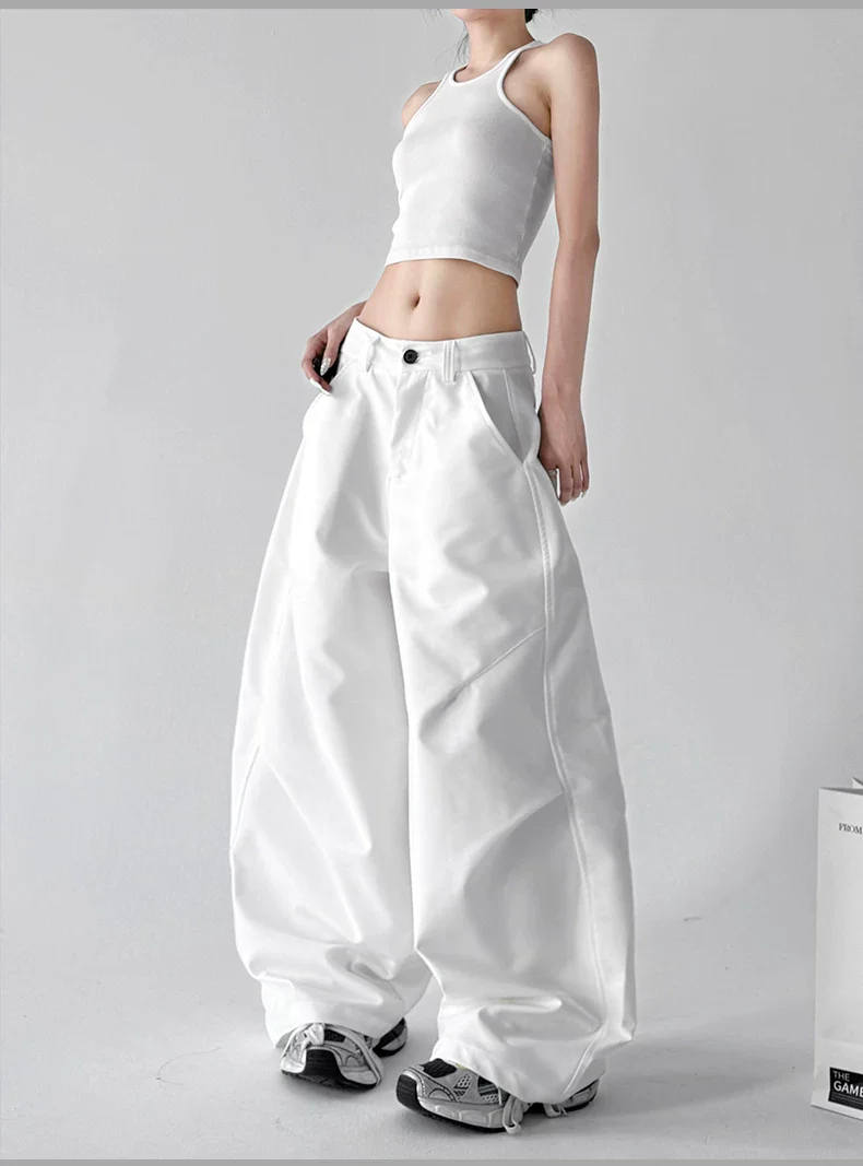 High Waist Curved Wide Leg Pants - Image 8